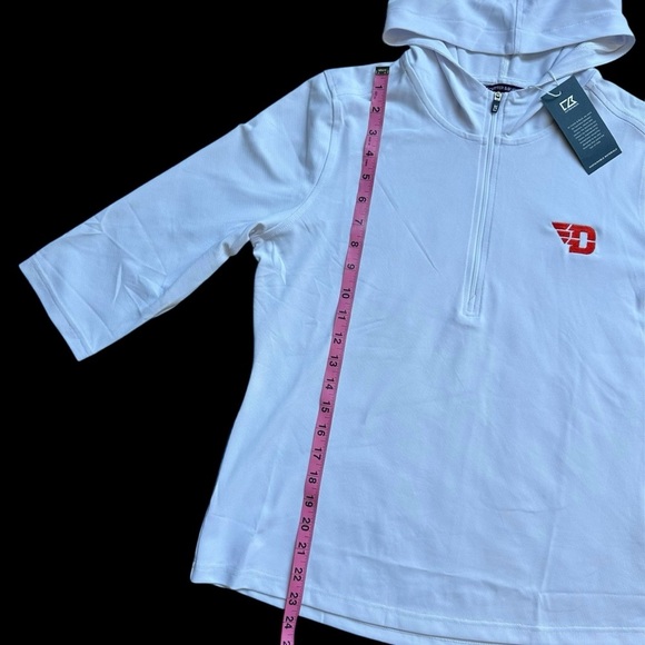 Cutter & Buck UD Dayton Flyers Women's White Half-Zip Hoodie Pullover NWT Medium - Picture 4 of 8
